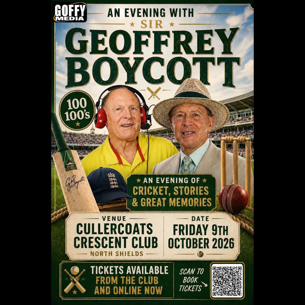 GoffyMedia's tweet photo. A few more memorable photos from our hugely successful 'Evening With @GeoffreyBoycott in Middlesbrough at the weekend. 
The response was still arriving today! 
All set for our next one in North Shields on October 9th 2026 > 
*Info > https://t.co/OYTJqsoT27… https://t.co/CB36ZxiIjg