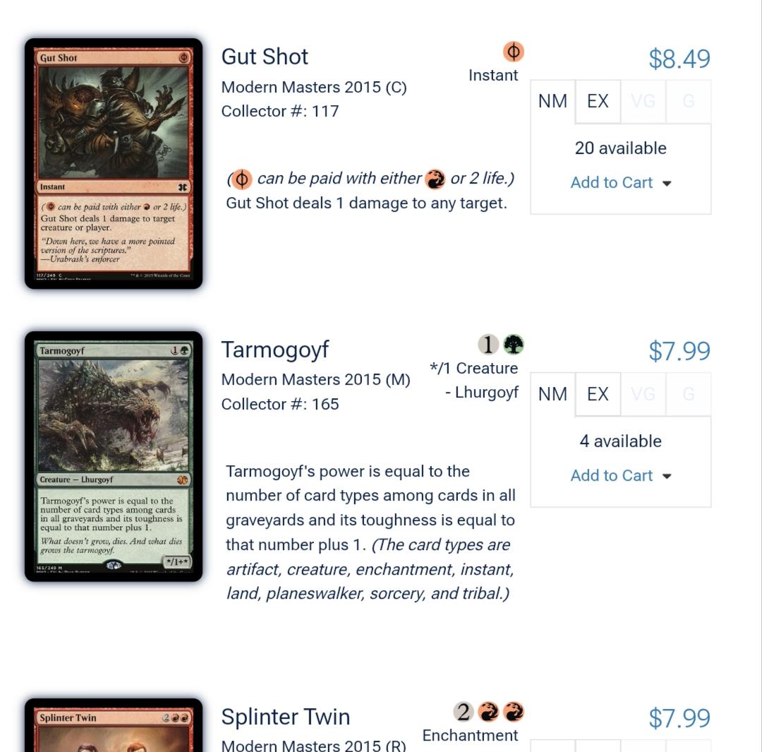 SaffronOlive's tweet photo. We've reached the point where Tarmogoyf is worth less than a common...https://t.co/aICQLm6cxS https://t.co/7mdOC35Uee