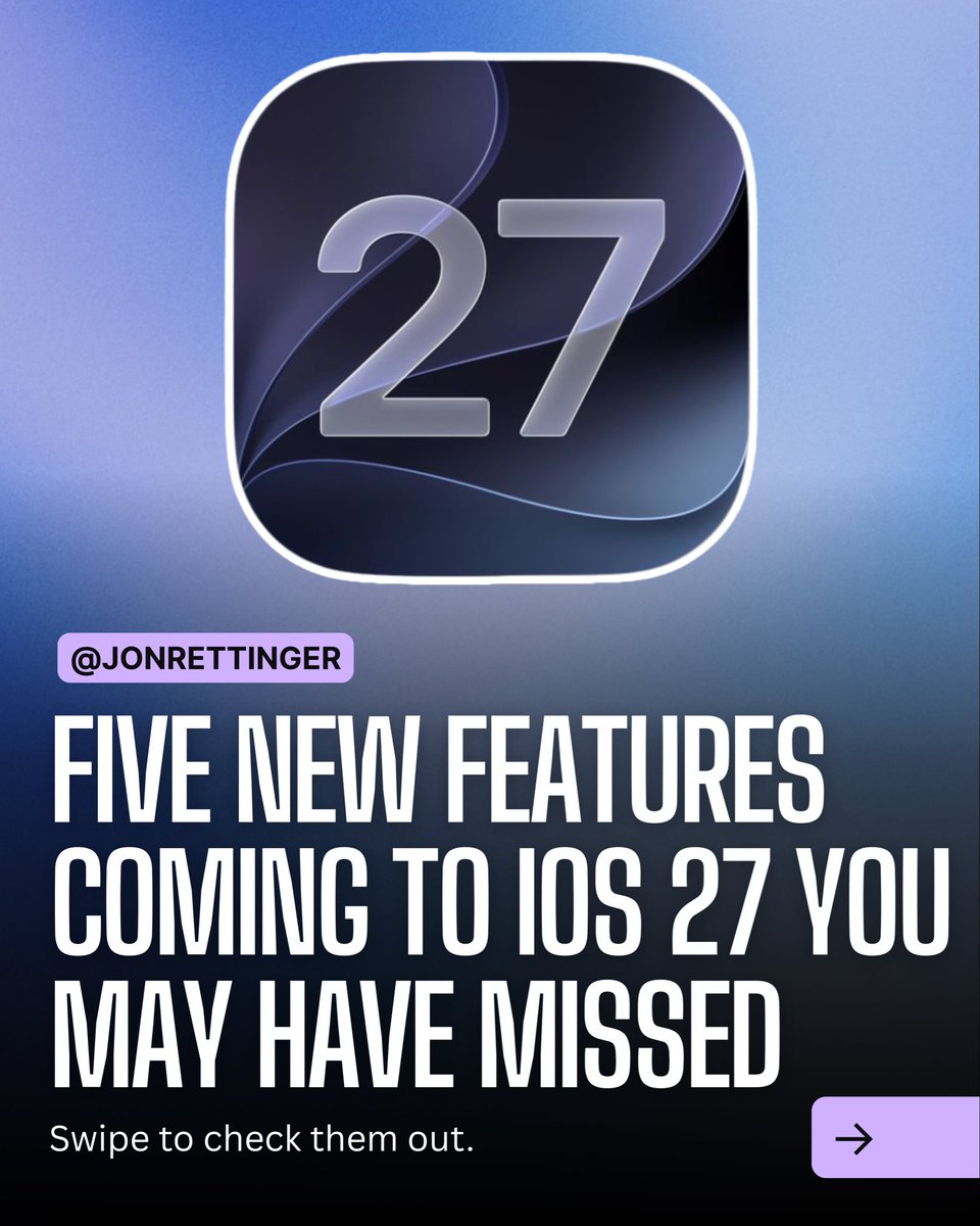 Jon4Lakers's tweet photo. iOS 27's second beta was released to developers earlier this week, and there are some helpful new features coming with the new update.
What features do you want to see come to iOS 27?
#appleleaks #ios27 #technews #applenews #iphone https://t.co/0ow5J7F3bV