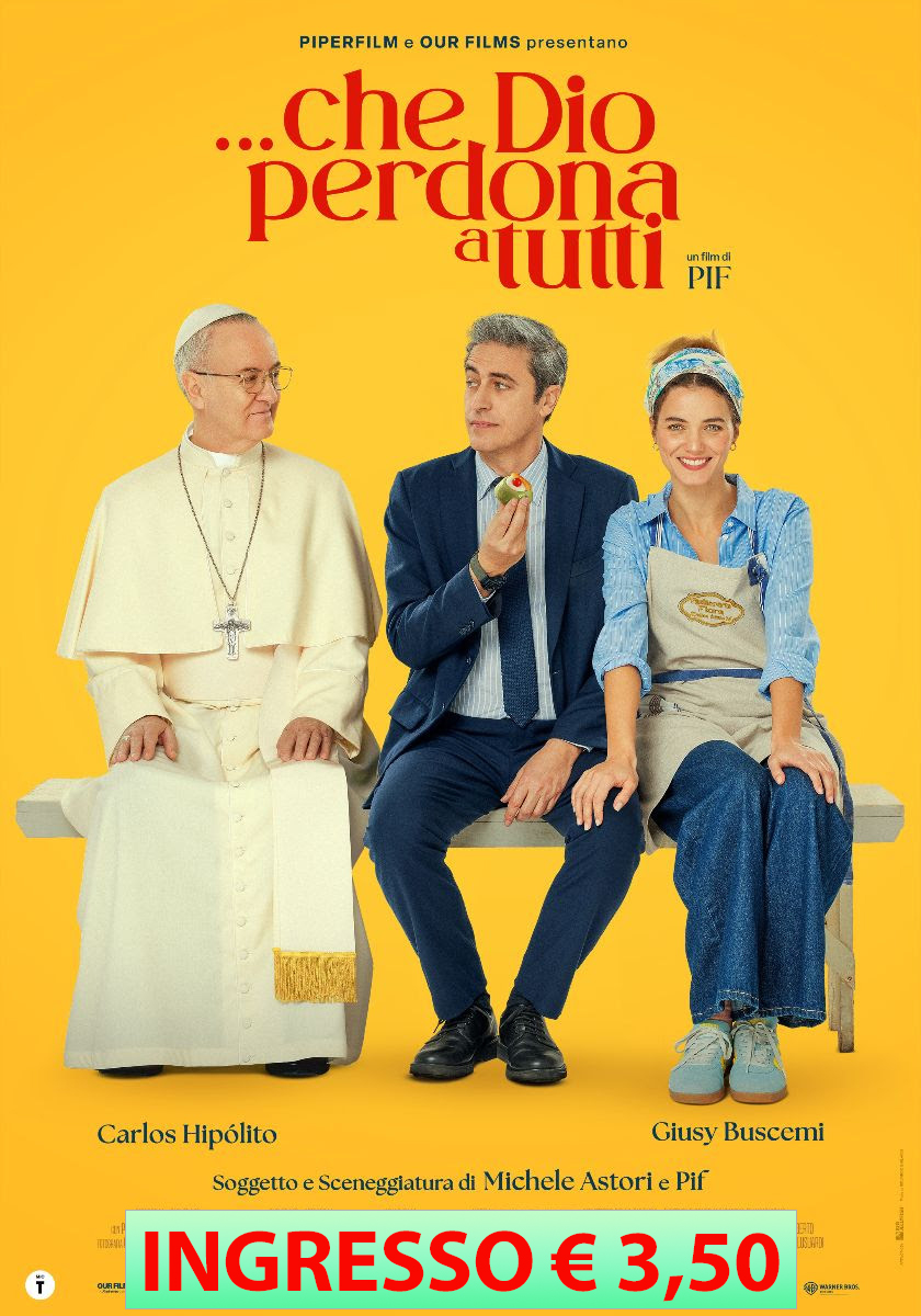 CtnSocial's tweet photo. Cinema d'Estate

martedì 30 giugno 2026 - ore 21.15

...CHE DIO PERDONA A TUTTI

Regia: Pif

Con: Pif

Nazionalità: Italia

Durata: 113

Genere: Commedia

Vendita biglietti online:
https://t.co/LNx6EkO14b

https://t.co/ZkwrQ9nhzz https://t.co/teIzQKcfja