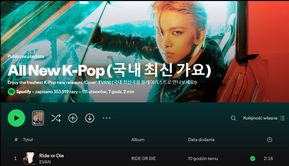 heenight01's tweet photo. just found out that evan is on the cover of all new k-pop playlist with ride or die being the first on the list 🫳 https://t.co/B3AksEVcpi