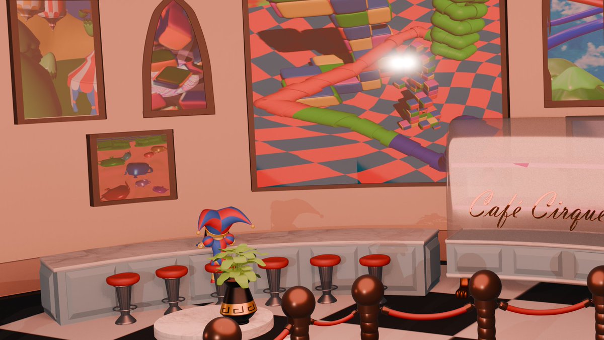Fel1xLovesStars's tweet photo. soo I finished the cafe from TADC! (It doesn't have the food because that would take me a long time to make and I wanted to finish this as fast as possible) 
#tadc #3dmodel #theamazingdigitalcircus

this is the link if anyone want's the model:

https://t.co/HWQZ0V4QfZ https://t.co/2i5LFz0Bib
