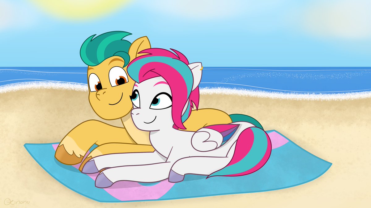Qeinone's tweet photo. Zipp and Hitch on the beach

#mlp #mylittlepony #mlpg5 #ZippStorm #HitchTrailblazer #stormblazer #zitch https://t.co/RDhemYpfB1