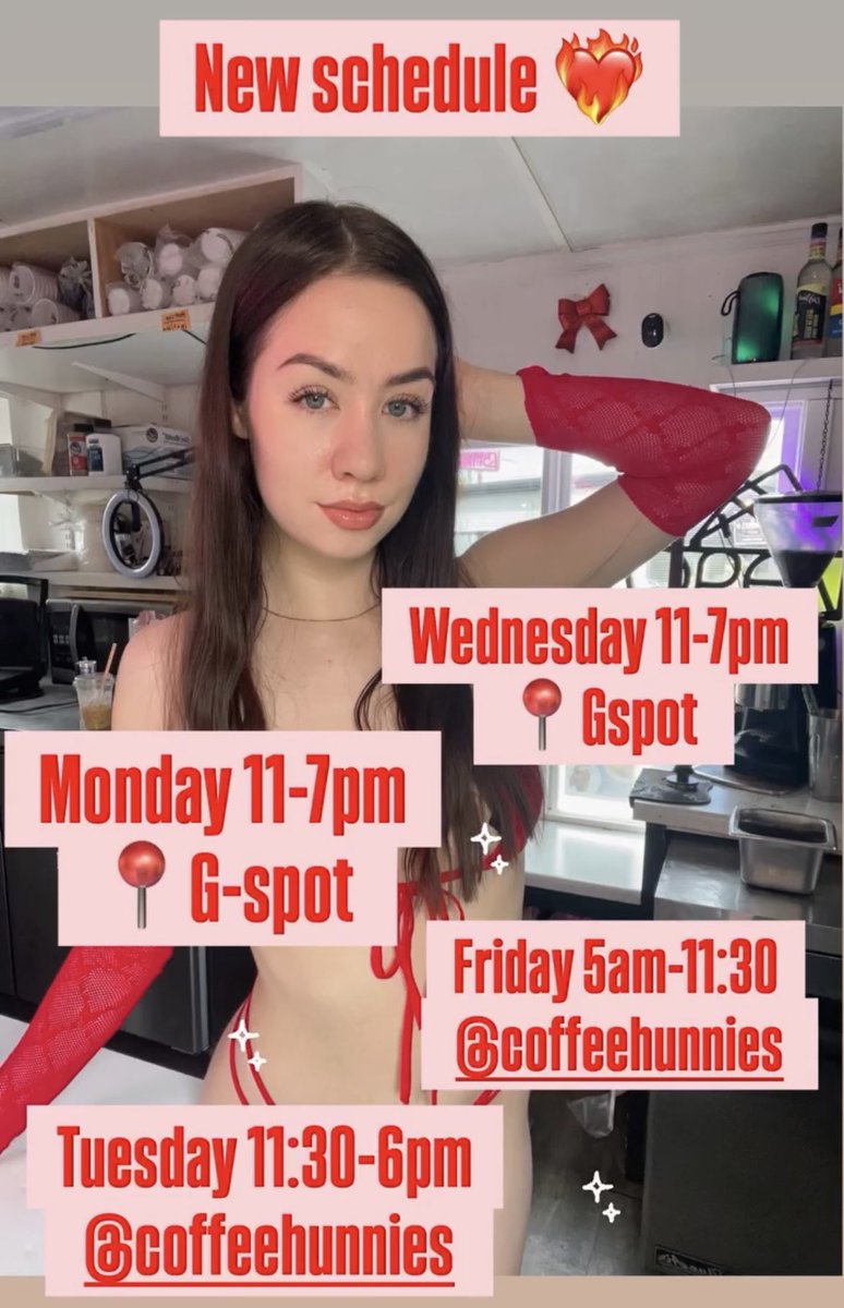 baristaleahhh's tweet photo. Listen up!!!! Here’s my new schedule, it’s a bit different😜❣️
📍G spot : 8343 SW Barbur Blvd 
📍Coffee Huns Espresso : 7420 NE Sandy Blvd https://t.co/puPUyg68Mu