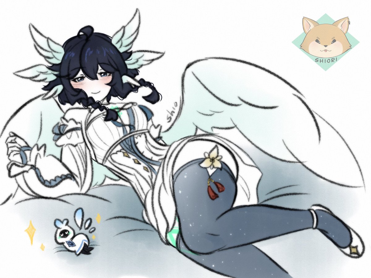 ShioLoves's tweet photo. I needed to draw that sexy angel from ZZZ, but I turned it into the #NamelessBard in the #PrinceOfMondstadtAU 
because I can!
This is for you, @HeirOfSerenity! 🫶🏻✨

Extra Wispi #Venti! 🍑✨ https://t.co/PpGMjL40Gb