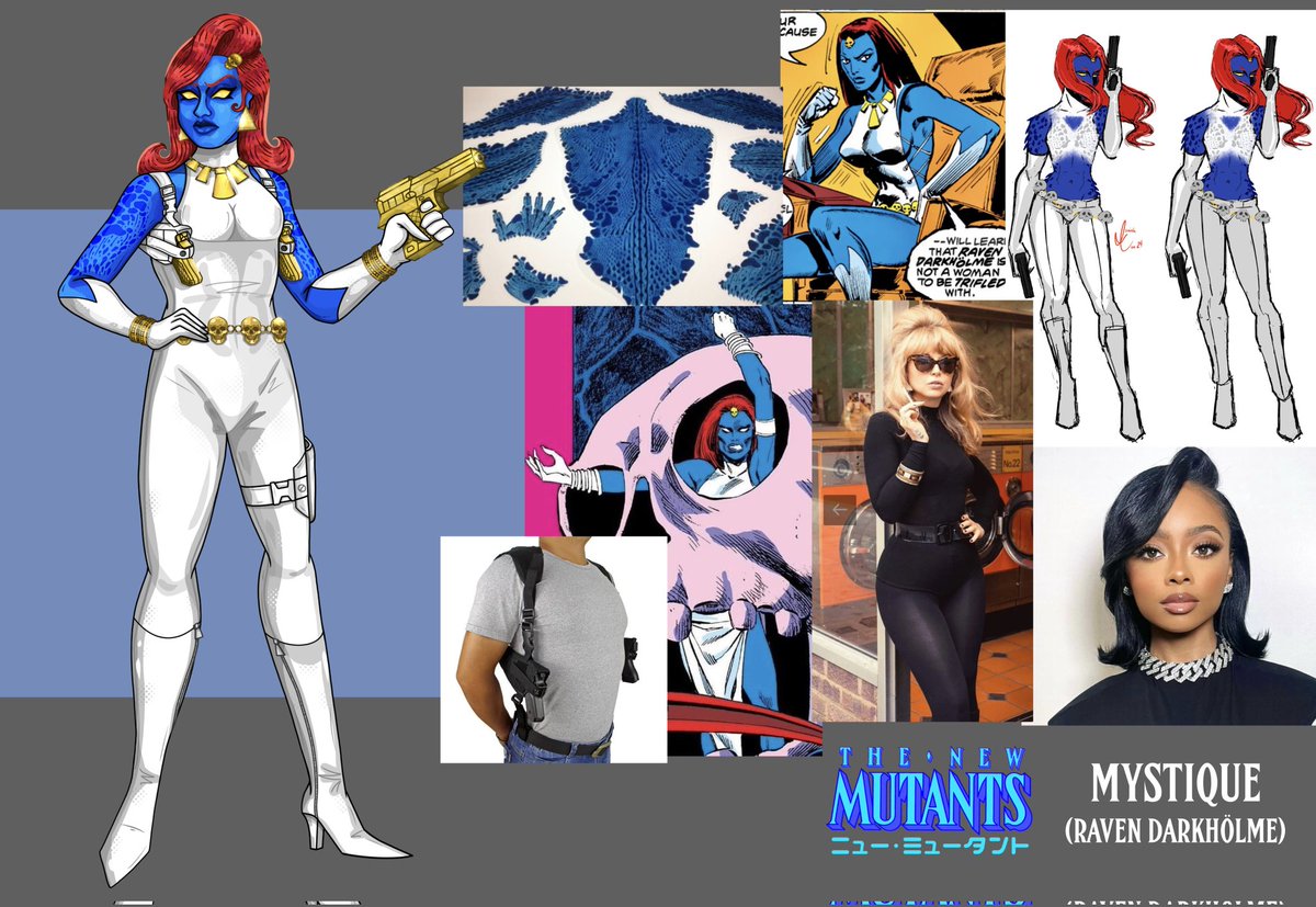 RLWhitesArt's tweet photo. For this #RedesigningXMen round, my reimagining of Mystique for “The New Mutants” animated series will aim for a thrilling 60s spy aesthetic, inspired by the James Bond films and artist @isaiahbeenlost 🤍💙💀🔫
#Mystique #XMen #NewMutants #AdultAnimation #IndieAnimation https://t.co/cvFTzw8BHm