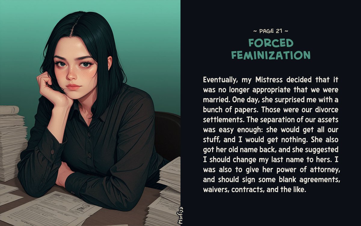 Marfisa18's tweet photo. “Forced Feminization Part 21-23 of 43”

#bigboobs #bigbreasts #caption #chastity #chastitycage #latex #latexmaid #maid #cuckold #cuckolding #femdom #dominantwoman #mistress #slavegirl #sexslave #dickgirl #feminization #forcedfeminization #feminizationcaption #forcedfem https://t.co/m8DedopCBV
