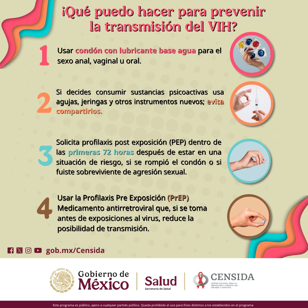 censida's tweet photo. ¿Sabías que puedes prevenir la transmisión del #VIH? Elige usar condón en todas tus prácticas sexuales y con cada pareja para cuidar de tu salud sexual. https://t.co/Sx4w3aaDLL