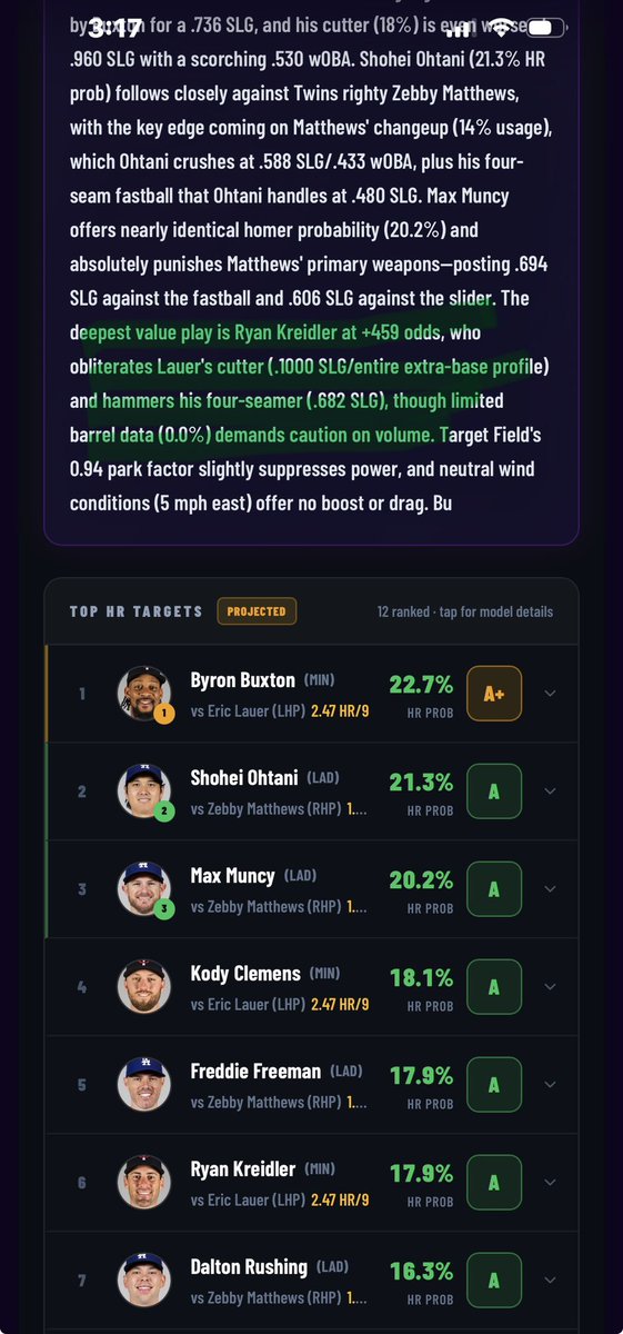 mrbets850's tweet photo. Ryan Kreidler Value player of day for our model
https://t.co/tCsxTW4NEO
#iamnotacapper https://t.co/FCpWarSV4b