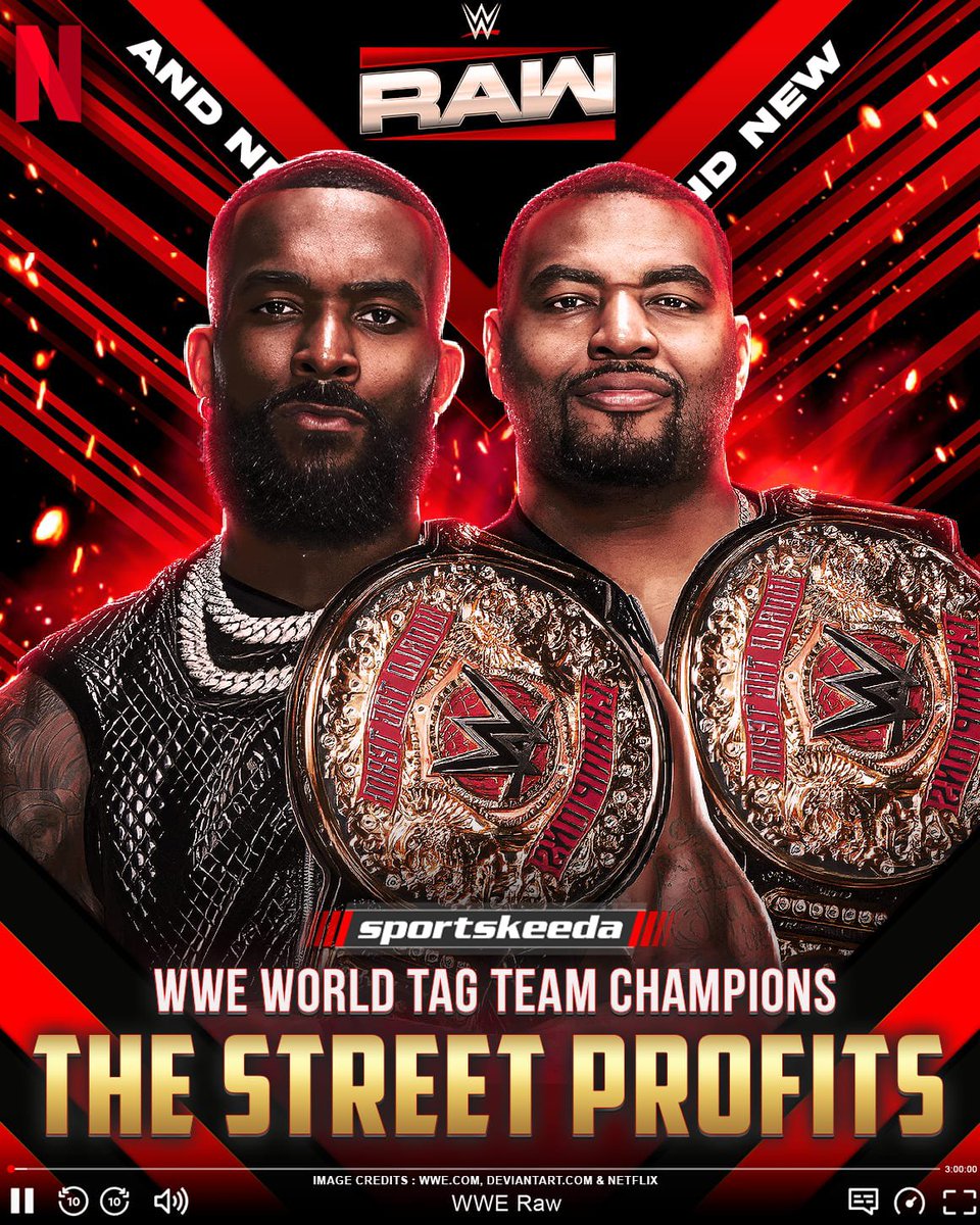 SKWrestling_'s tweet photo. AND NEWWWWWW!

The Vision is blinded by the SMOKE they couldn't handle and Street Profits are the NEW WWE World Tag Team Champions!
#WWERAW https://t.co/2Cel0uATiO