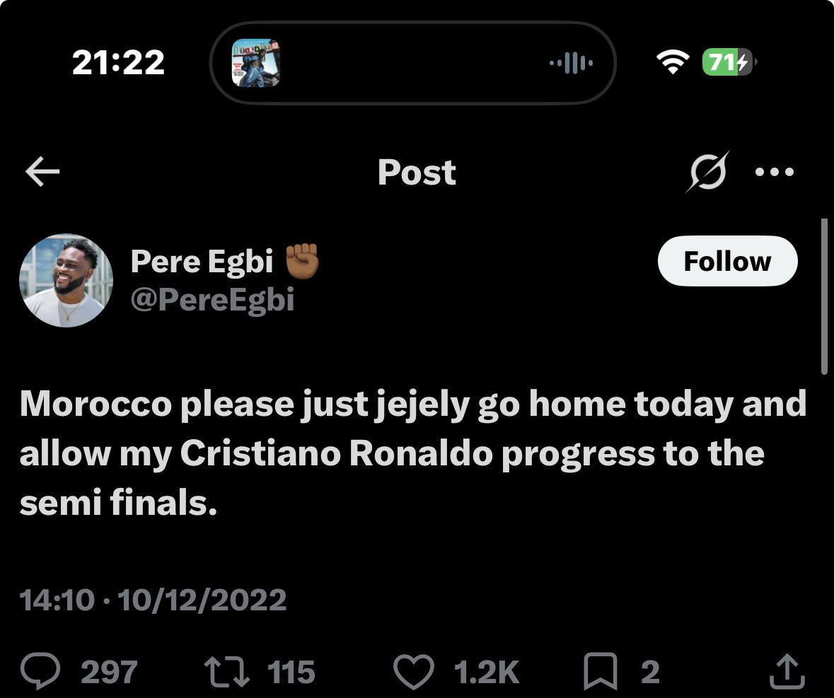 flygodT's tweet photo. “I’m not even a Ronaldo fan fyi. Before Messi fans come for me. 😂.”

Oh you are, you’re just ashamed of him. https://t.co/GojCrnZLv1