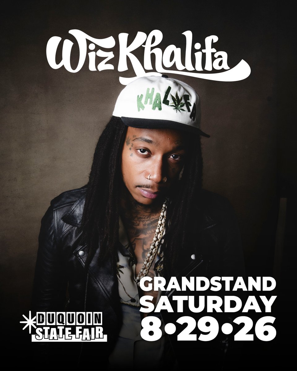TaylorGang's tweet photo. JUST ANNOUNCED!! @WizKhalifa is heading over to DuQuoin, IL for the DuQuoin State Fair 🎠💨

Tickets on sale tomorrow 8AM CT - https://t.co/0oQgVowrHA https://t.co/e5LbdWZmV5