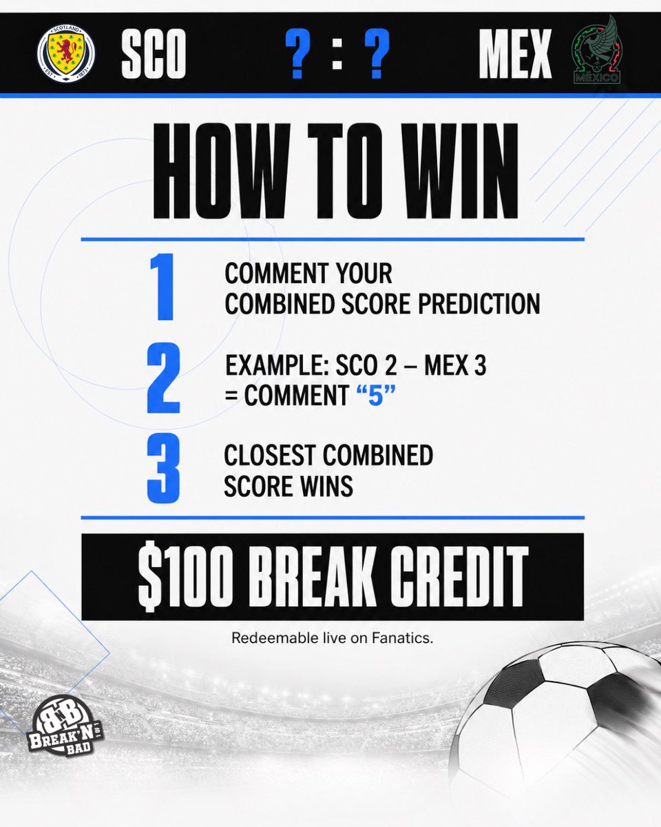 break_n_bad's tweet photo. You know what day it issssss

MONDAY GIVEAWAY and we’re back with another World Cup giveaway! ⚽️⚽️

Comment your guess by midnight on the 23rd to be eligible to win! 🥇 https://t.co/bm2SIlCNzY