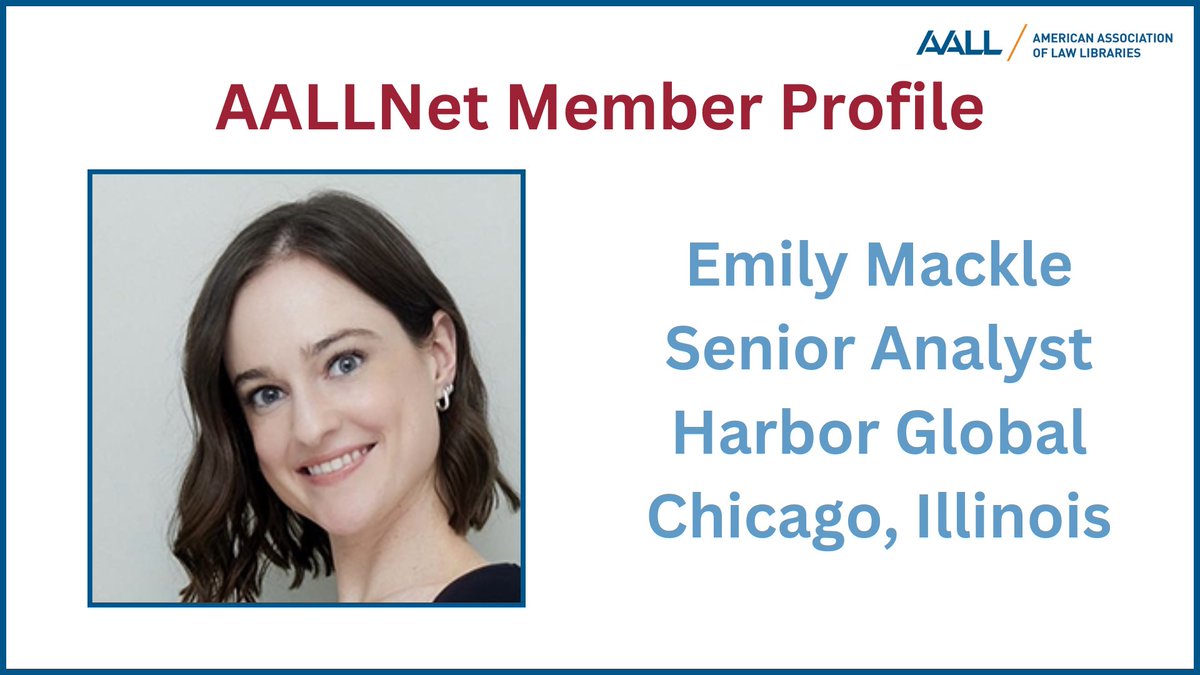 aallnet's tweet photo. Emily Mackle, senior analyst at Harbor Global in Chicago, Illinois, shares how her path from compliance to law librarianship led her to a career centered on curiosity, connection, and continuous learning. Read about the impact of CONELL and her love of uncovering hard-to-find information. Discover the experiences, relationships, and interests that continue to shape her professional journey.
Read more: https://t.co/bRbLRTwVqK
