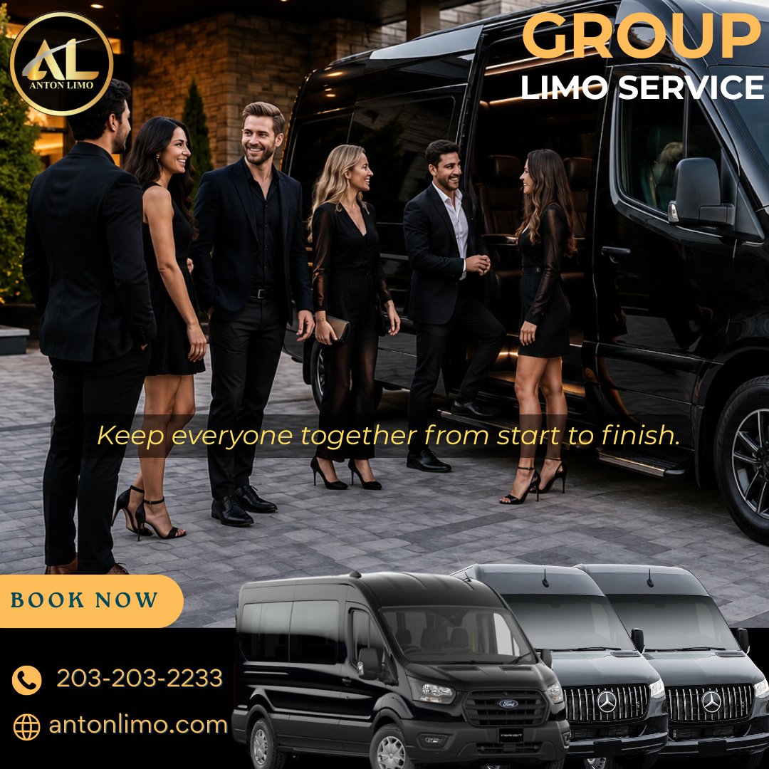 Antonlimos's tweet photo. 🚌Make group travel easy with Anton Limo 
Perfect for weddings, corporate events, airport transfers, family gatherings &amp; more across Connecticut.📞 203-203-2233 | 🌐 https://t.co/vXc3cYerDy
#GroupLimoCT #AntonLimo #GroupTransportationCT #LuxuryGroupTravel #ConnecticutLimoService https://t.co/EfZAphhxKf