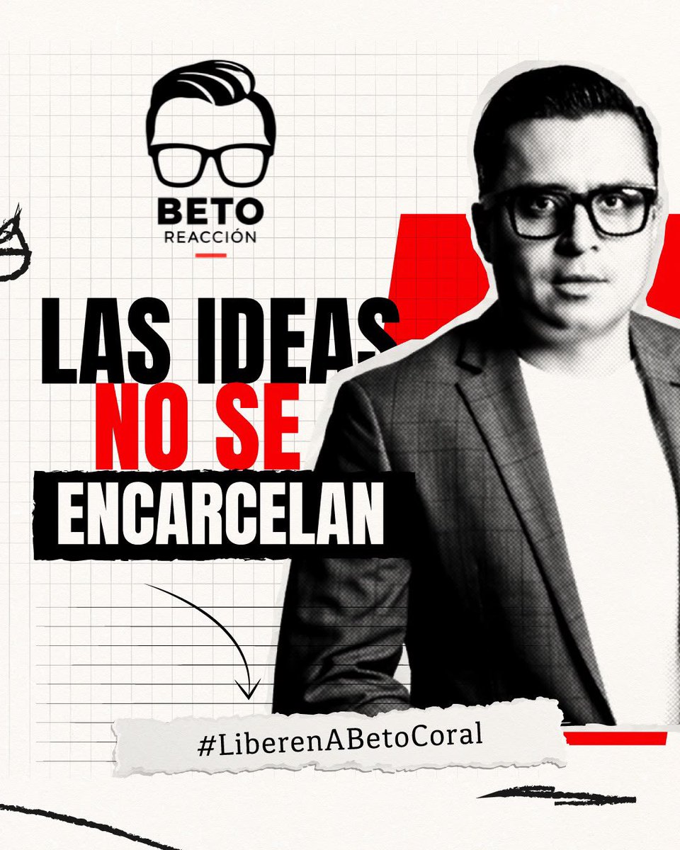 Betocoralg's tweet photo. No olvidemos a Beto.

No al personaje de las redes.
No al activista.
No al contradictor de tantos.

Al hombre que lleva años lejos de su país.
Al hombre que buscó protección.
Al hombre que hoy está separado de su hijo.

Y al hijo que, mientras pasan los días, sigue esperando volver a abrazar a su papá.

#LiberenABetoCoral #LibertadParaBetoCoral #LasIdeasNoSeEncarcelan