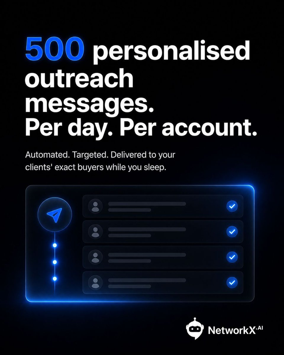 NetworkX_ai's tweet photo. Growth stalls when outreach depends on someone's schedule.

Most agencies don't need more services.

They need a more predictable way to create opportunities.

When pipeline generation becomes systematic, growth becomes scalable.

That's where https://t.co/fAjkhceOEj fits in. https://t.co/6zgZmvJHOl