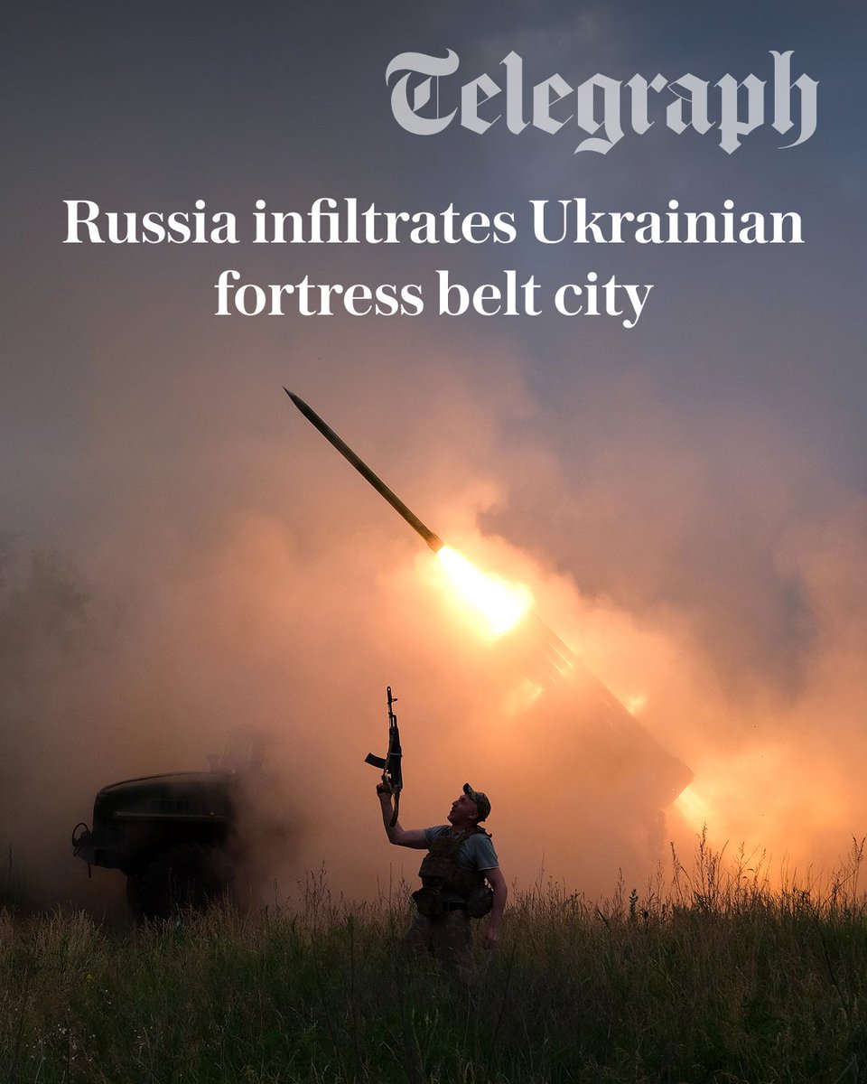 Telegraph's tweet photo. Russian troops have infiltrated Ukraine’s fortress belt city of Kostyantynivka, a crucial gateway to the rest of the Donbas.

🔗: https://t.co/KgeVaXRbO5 https://t.co/sXdKcEmYmx
