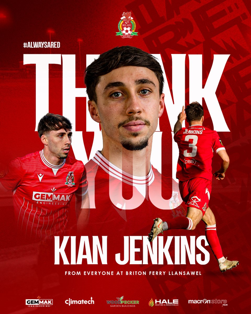 bflafc's tweet photo. JENKINS THANK YOU ❤️
Everyone at Briton Ferry Llansawel would like to thank Kian Jenkins for his commitment, hard work and dedication during his time with the Reds. 

Kian now moves on to a new challenge with Torquay United, @TUFC1899  and while we're sad to see him go, we're incredibly proud to have been part of his journey.

Good luck, Kian. Once a Red, always a Red.
#IAmRed