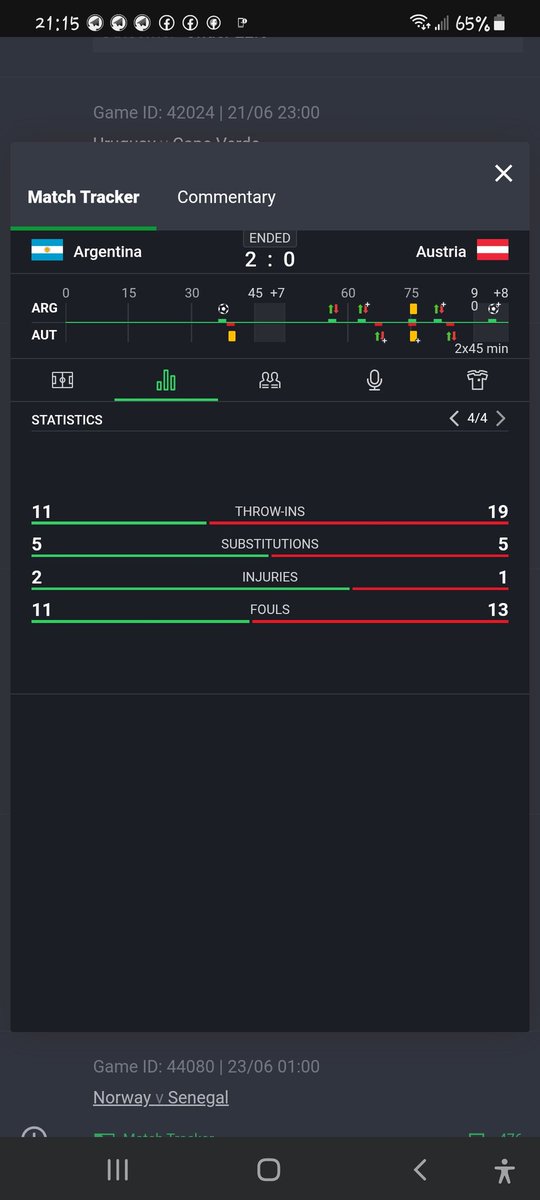 Samuelpukka's tweet photo. @SportyBet Hi sporty! I played Argentina vs Austria under 25.5 fouls!!! From your app it says under 24 and from google app it says under 25. Please rectify this Asap!! I have sent my TICKET ID via DM!!!! https://t.co/KILSQEgrW8