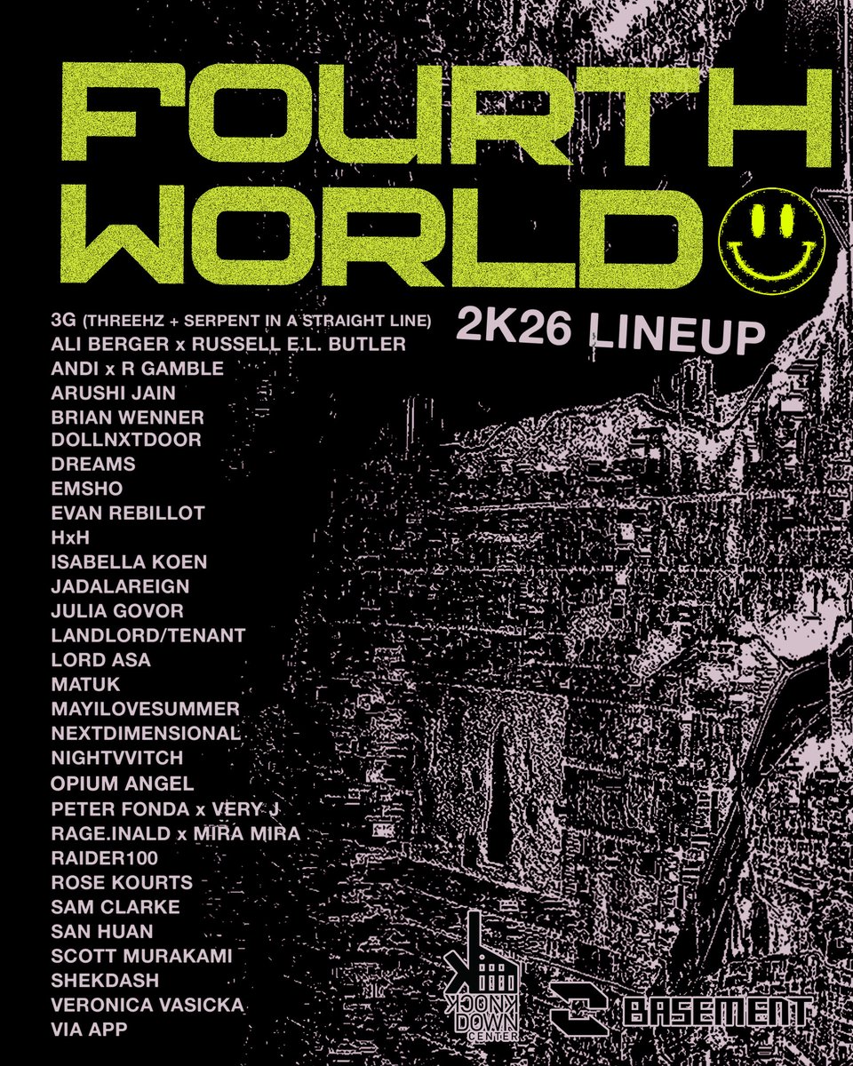 honored to be playing at Fourth World NYC this year! ill b outside