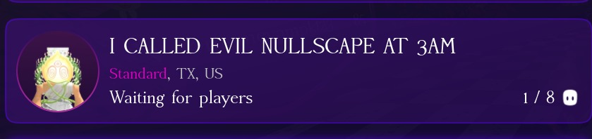 Strange Nullscape Lobby Names tweet media