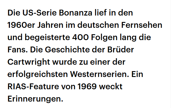 66_RP_ORIGINAL's tweet photo. 📻🤠#Radio #Podcast #Feature #60s #Geschichte #Ponderosa #Cartwright 

  DLF Kultur "Aus den Archiven":

Die Westernserie Bonanza
"Fernsehkult der Sixties"
Von Dieter Koch RIAS 1969

  Vorgestellt von Isabella Kolar

Nachhören mit Download-Möglichkeit:
https://t.co/LHU8GaB3rd https://t.co/GnY6uVq1R5