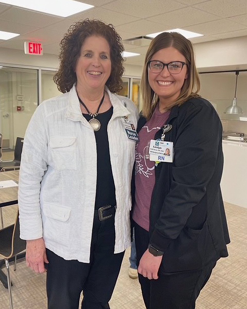 HCAhealthcare's tweet photo. A fifth-grade career day interview between an aunt &amp; a niece became a shared calling to care. At Lafayette Regional Health Center, CNO Kim Leakey now works alongside her niece Leslyn Berg, an ED &amp; PACU nurse — bringing mentorship full circle: https://t.co/3VJls0OqZp. #HCANursing https://t.co/gPtSgAEmiq