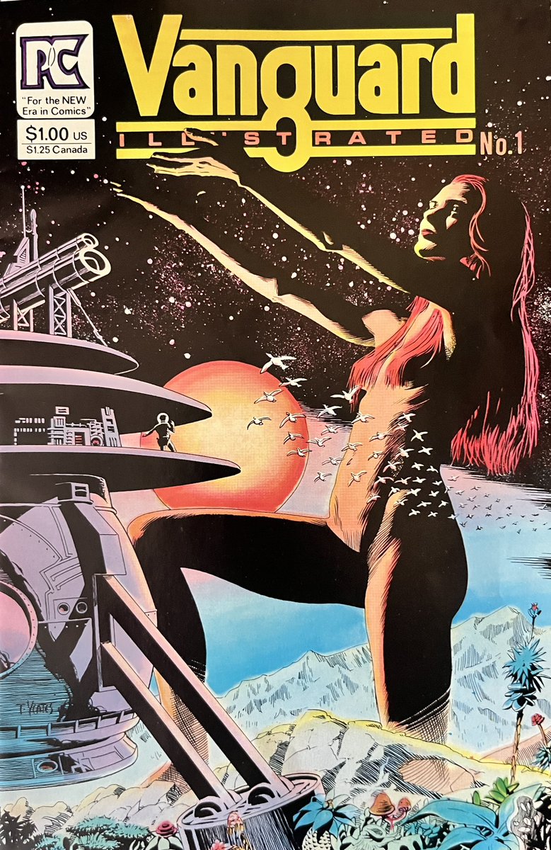 PowerCosmic13_'s tweet photo. VANGUARD ILLUSTRATED #1 is a pretty solid start to yet another 80s indie anthology book. First story has some great #TomYeates art, followed by a pre-NEXUS #MikeBaron and #SteveRude strip. But the best is #PeterMilligan and #BrendanMcCarthy’s FREAKWAVE story. Those colours alone! https://t.co/Y7v5zswzVO