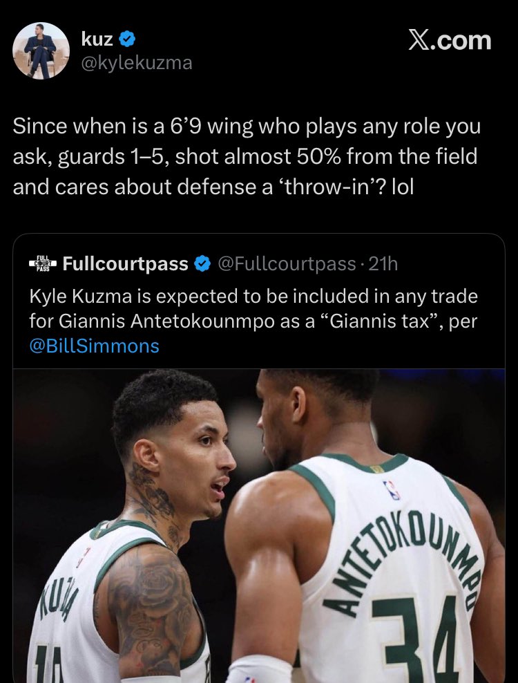 Vengeancewood's tweet photo. I didn’t see who made the post and was so confused who was riding for Kuzma that hard lmaoooo https://t.co/AnbFjxMRkn