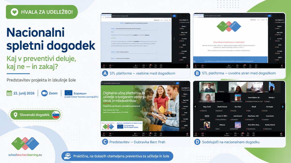 PreventPlatform's tweet photo. Učinkovita šolska #preventiva ni enkratno predavanje, strašenje ali plakat.

Je celosten in na dokazih utemeljen pristop, ki krepi zaščitne dejavnike in gradi pozitivno šolsko klimo.

Tudi s pomočjo spletne platforme: https://t.co/EhYYiy9Crj

#ErasmusPlus @EKvSloveniji https://t.co/FAzGb6xB7t