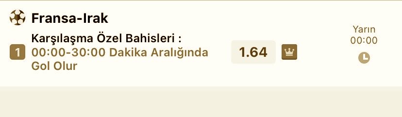 BahisMerkeziTR's tweet photo. Fransa - Irak

İlk düdükle birlikte Fransa’nın oyunu rakip yarı sahaya yıkmasını bekliyoruz.

🎯 Tercihimiz:
⚽ 00:00 - 30:00 Dakika Aralığında Gol Olur

İlk gol için yarım saat yeterli olmalı. 🔥

#BahisMerkeziTR #İddaa #Bahis #CanlıBahis #Futbol #GolBahsi #Kupon #Banko #Fransa https://t.co/kkbNeFwY1j
