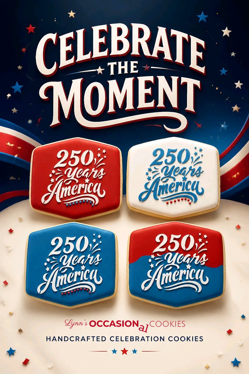 lynnbrownca's tweet photo. Don't miss out - request your special America 250 cookies before time runs out. 🇺🇸https://t.co/N1QhUM7Owc
(shipping and delivery only available in California) https://t.co/VkGwNMLHi7