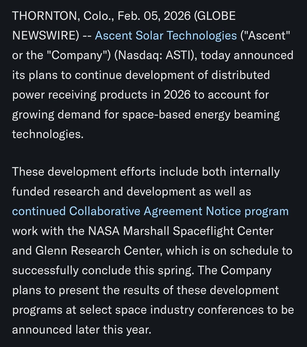 Capital_Ascent's tweet photo. @Space2Terra Yup

CAN research should be concluded and we should be hearing about results soon

@AscentSolar $ASTI https://t.co/EsT2DrZtcp