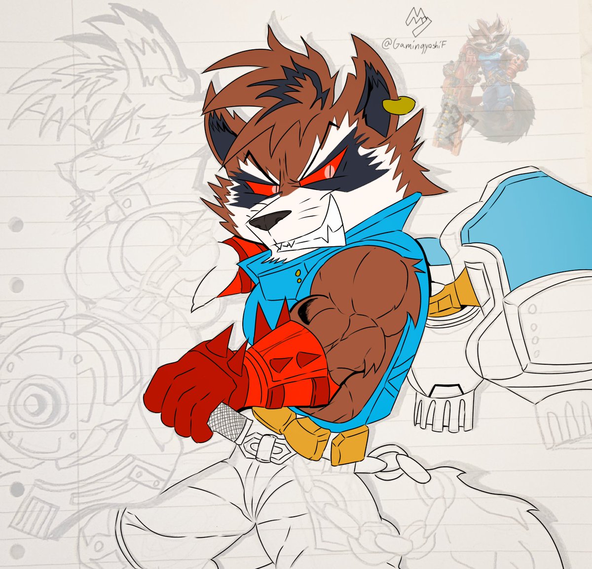 GamingyoshiF's tweet photo. Taking a little break from Star Fox- and OC-art, I started playing Marvel Rivals! And of course I immediately gravitated towards a certain space raccoon

#marvelrivals #digitalartㅤㅤㅤㅤ https://t.co/X97ubYP13N