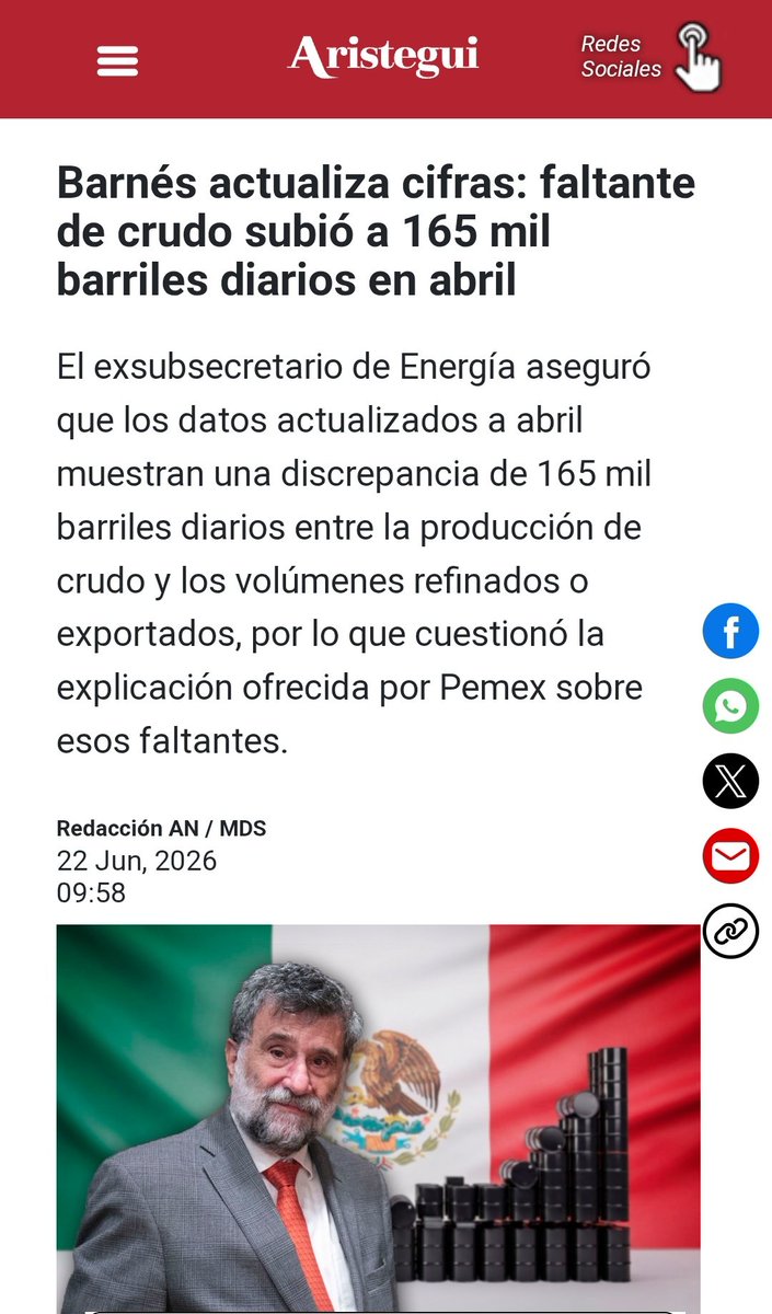 ClaudiAnaya's tweet photo. 🛢Roban petróleo y lo llevan a refinar a EU, luego lo ingresan sin pagar impuestos💸

En 2021 y 2022 desaparecieron de las cuentas 20 mil barriles diarios

En 2023 y 2025, desaparecian 50 mil barriles diarios

En 2026 ya desaparecen 165 mil barriles diarios

EL ROBO DEL SIGLO 💸 https://t.co/COZ6oZLgFF