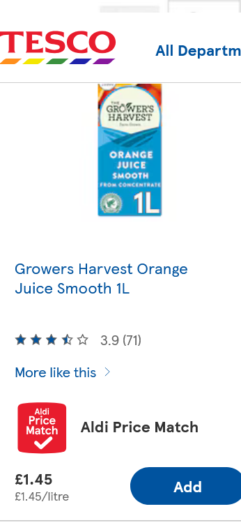 Durhamgills's tweet photo. @softlysoftly @AldiUK @leahmctighe_ Oh dear - well it is compared to @AldiUK if he truth be told - only £1.45 a litre price matched to @AldiUK  apart from @aldi also do a cheaper one a £1.15 per litre https://t.co/U4W7IsHak0