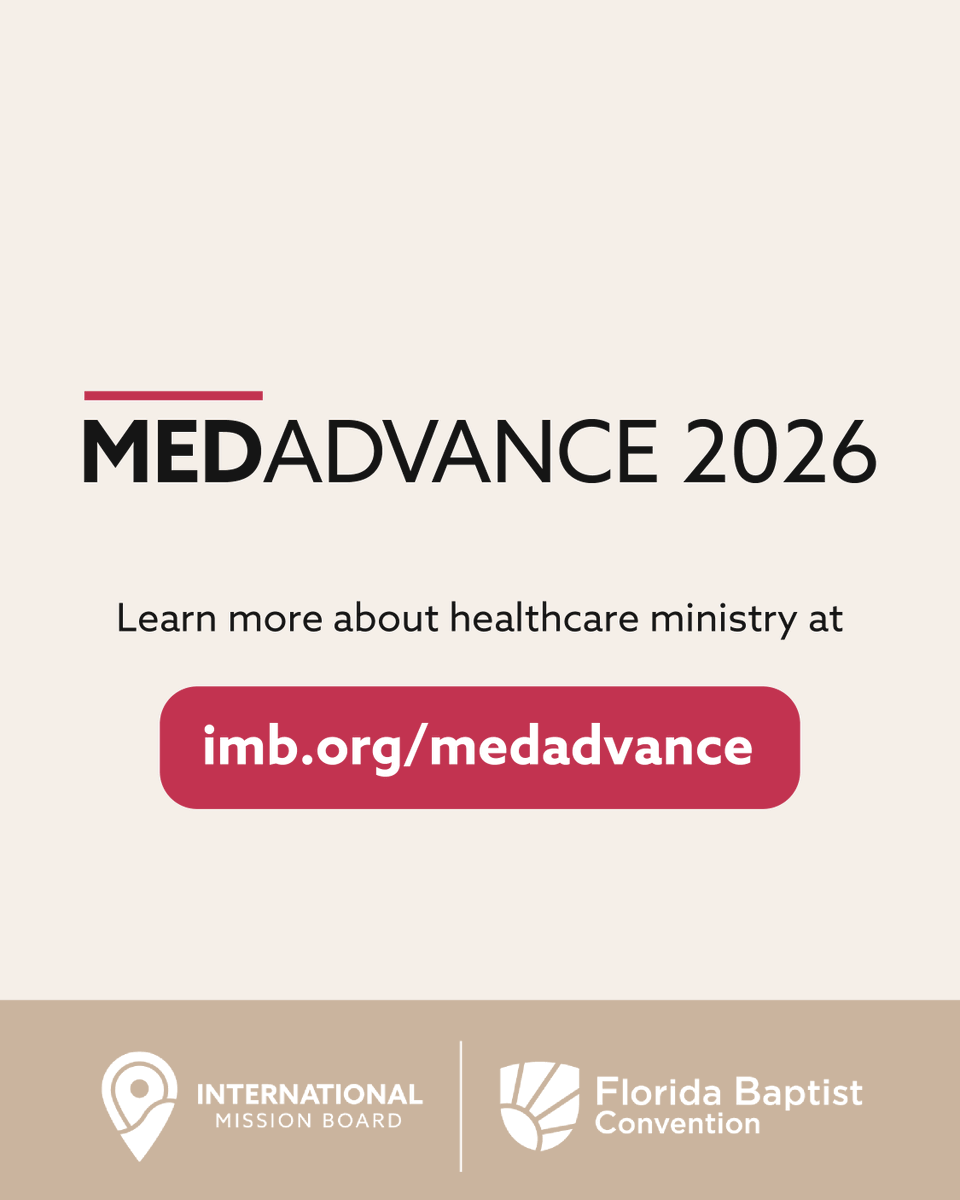 IMB_SBC's tweet photo. It often starts small:

🩺 A free checkup
🏥 A follow-up visit
🗣️ A growing conversation

And then—someone hears the gospel for the first time.

Healthcare opens doors.

🔗 Explore how your skills could be part of the answer at MedAdvance 2026: https://t.co/SSmqrf9eB7. https://t.co/vyuzHXRmWq