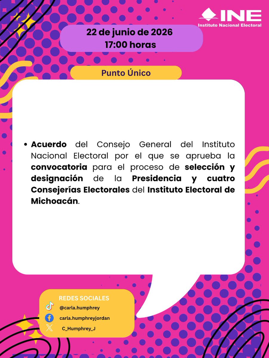 C_Humphrey_J's tweet photo. A partir de las 17:00 horas acompáñanos a la sesión extraordinaria urgente del Consejo General del @INEMexico. 

Comparto los puntos a tratar 📄:

Sesión Partidos Políticos 🔗
https://t.co/CAmrNRThQj

Sigue la transmisión 💻
https://t.co/Wue4IXUrta https://t.co/drif921C2L