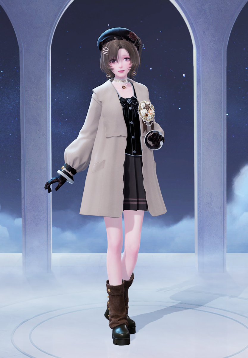 VI00058's tweet photo. Classic winter outfit   ⋆⁺₊❅.  ☕️

#InfinityNikki #infinitynikkioutfit https://t.co/vUYHJsjRLJ