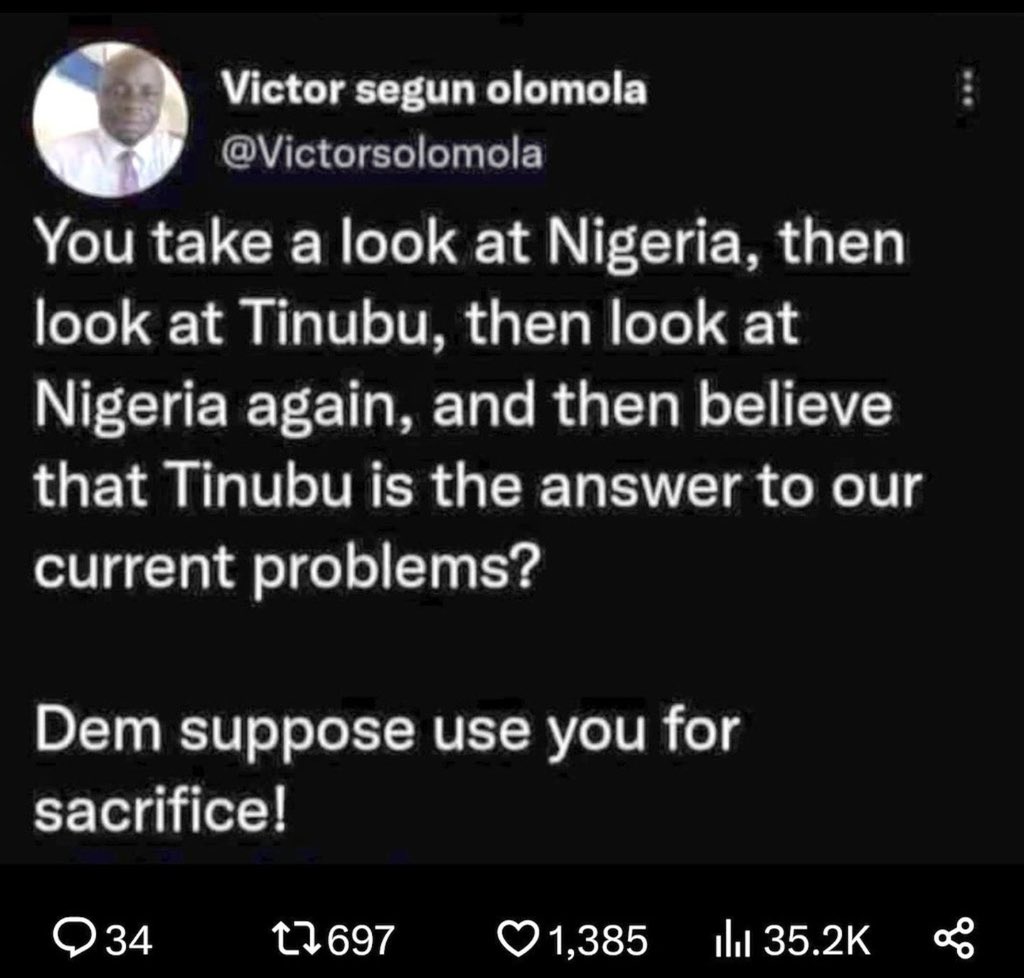 Godswillluv's tweet photo. @NigeriaStories The consequences of the woeful government of APC and Bola Tinubu will overwhelmingly consumed his supporters across the entire country.
Watch out and see the hands of God in action ahead of 2026/2027.👇🏾👇🏾👇🏾 https://t.co/tvYrQrNype