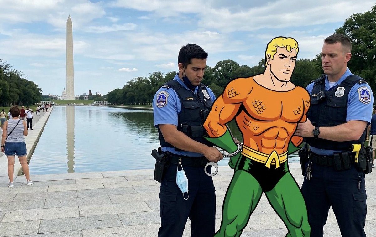 drinkingstrange's tweet photo. BREAKING!
Police have apprehended the reflecting pool vandal! https://t.co/QnRUBhpHLS