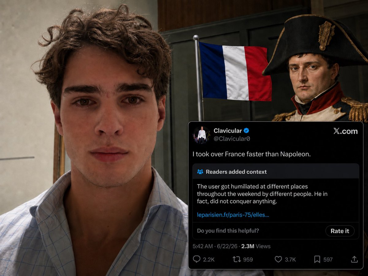 barragers's tweet photo. Clavicular gets hit with a brutal Community Note over his comments about France https://t.co/GP12zKUwjn