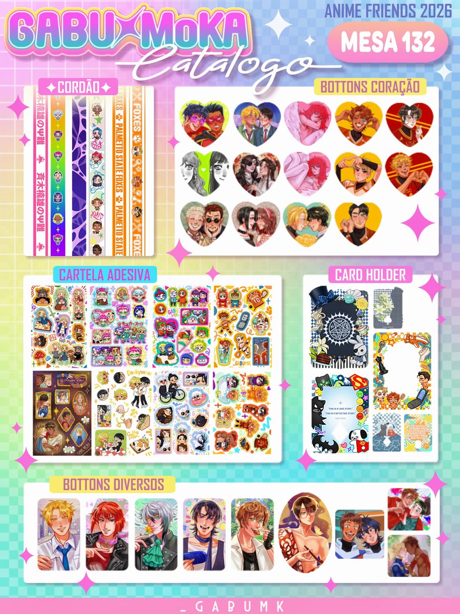 bu_gabumk's tweet photo. MEU CATÁLOGO DO ANIME FRIENDS 💖✨⭐️

Vejo vocês na mesa 132✨ https://t.co/xxtJ18bMhd