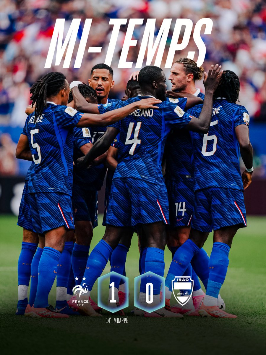 equipedefrance's tweet photo. Nos Bleus rentrent avec une longueur d'avance à la pause grâce à un superbe but de notre capitaine 🙌

🇫🇷1-0🇮🇶 I #FRAIRQ l #FIFAWorldCup https://t.co/UrMn6RSTz1