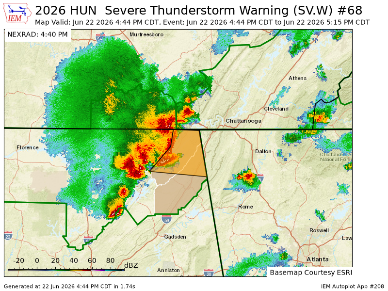alstormtracker's tweet photo. HUN issues Severe Thunderstorm Warning [tornado: POSSIBLE, damage threat: CONSIDERABLE, wind: 70 MPH (RADAR INDICATED), hail: <.75 IN (RADAR INDICATED)] for DeKalb, Jackson [AL] till 5:15 PM CDT https://t.co/YG2mQy0LbB https://t.co/b841IhxFFZ