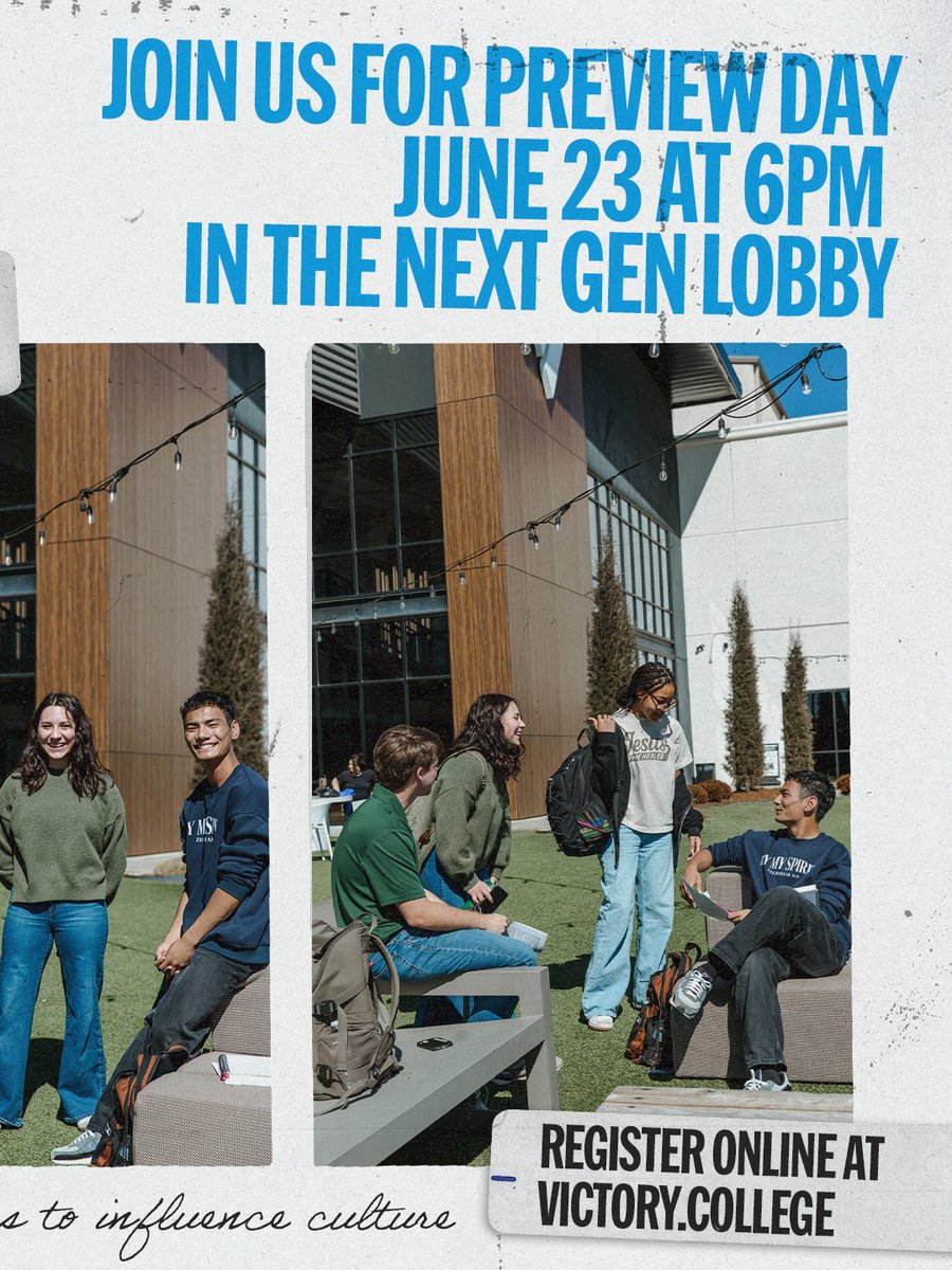 victorytulsa's tweet photo. Victory Bible College Preview Day is almost here 🎓💫🫵

Whether you’re graduating high school, exploring ministry, or looking to grow deeper in your faith, we’d love for you to join us and register online at https://t.co/m4yeZ0sXmX 🙌

June 23rd
Tue. @ 6 PM
📍 Next Gen Lobby https://t.co/mu9byerfoE