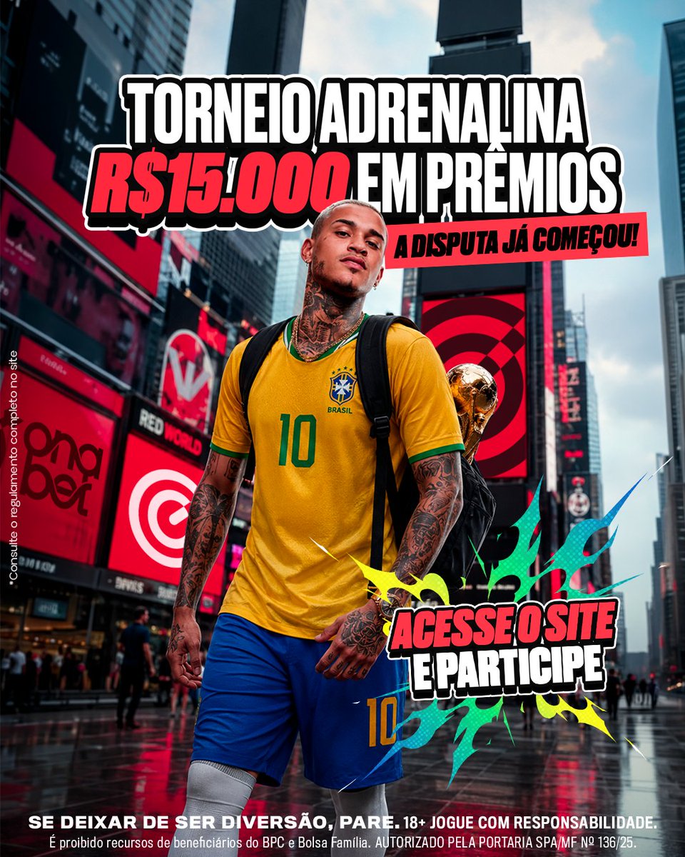 onabet's tweet photo. O Torneio Adrenalina está valendo e a disputa pelo topo do começou. 🔥
Acumule multiplicadores, acompanhe sua posição e entre na corrida por uma parte dos R$15000 em prêmios.
O desafio está lançado em https://t.co/B6Yqsh1slZ
#Onacopa #VemComTudo #JogueComResponsabilidade18+ https://t.co/TrF5DiBcKx
