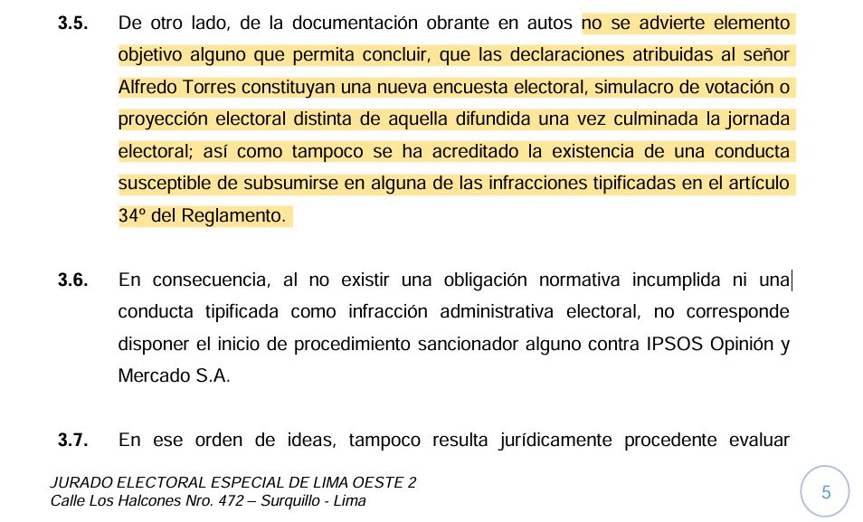 martinluma's tweet photo. El JEE Lima Oeste 2 concluye que el conteo rápido de IPSOS y las declaraciones de Alfredo Torres no están en el Reglamento de Encuestadoras por lo tanto no constituyen una nueva encuesta electoral. 

Asimismo, ha declarado infudado el pedido que buscaba sancionar a IPSOS, formulado por el congresista Paul Gutiérrez Ticona.