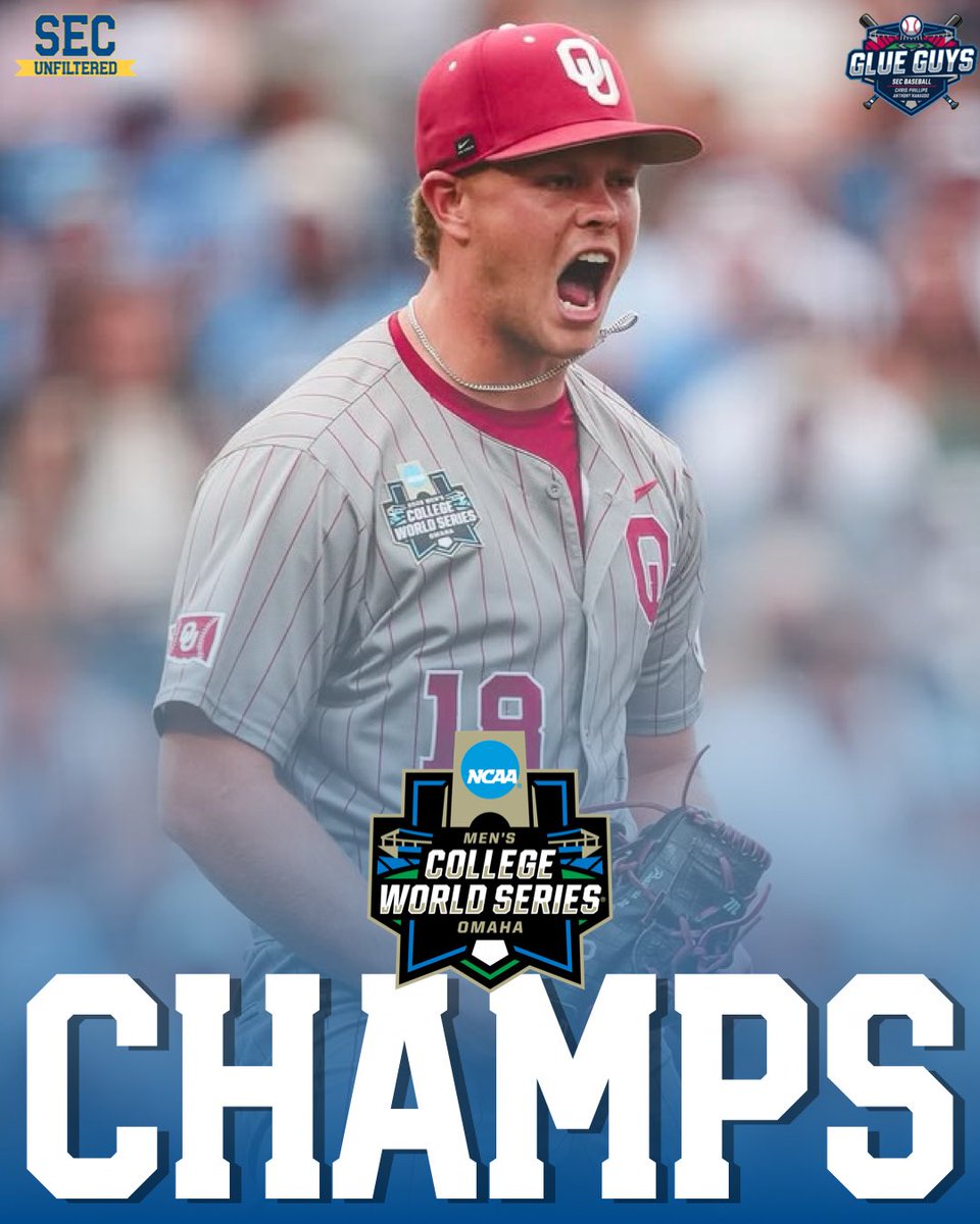 SECUnfiltered's tweet photo. FOR THE FIRST TIME SINCE 1994, THE OKLAHOMA SOONERS ARE THE NATIONAL CHAMPIONS OF COLLEGE BASEBALL!!! https://t.co/YZEQIs1TYA